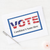 投票文字フラグの色の青い候補者の名前 長方形シール (封筒)