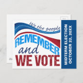 投票日リマインダー米国国旗の政治的 ポストカード (正面/裏面)