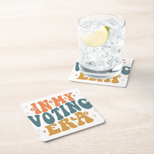投票時代のレトロ スクエアペーパーコースター (インサイチュ)