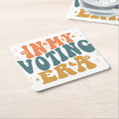 投票時代のレトロ スクエアペーパーコースター (アングル)