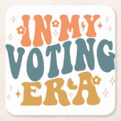 投票時代のレトロ スクエアペーパーコースター (正面)