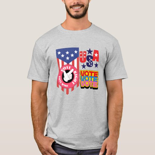 投票権、投票に賢い – アメリカ愛国者 Tシャツ (正面)