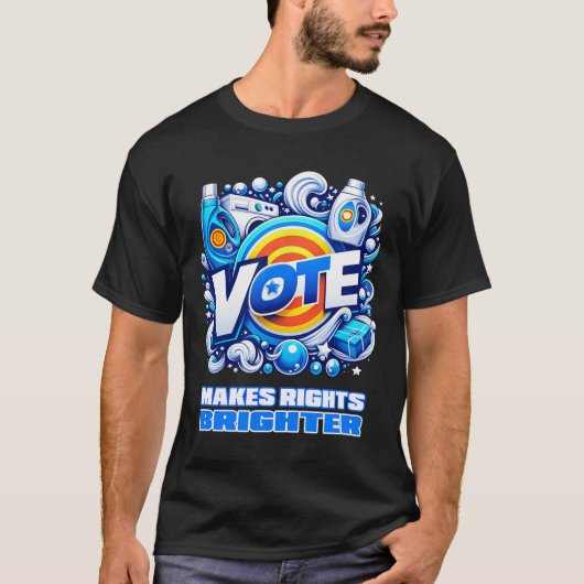 投票洗剤明るい右おもしろいヴィンテージ2024 Tシャツ (正面)
