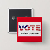 投票用紙 国旗の色 赤 候補者名 缶バッジ (正面&裏面)