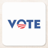 投票白青のタイポグラフィ民主党 スクエアペーパーコースター (正面)