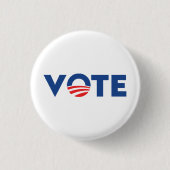 投票白青のタイポグラフィ民主党 缶バッジ (正面)