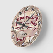 投票自由日 ラウンド壁時計 (傾斜)