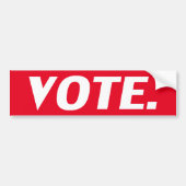 投票赤と白モダンタイポグラフィ バンパーステッカー (正面)