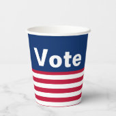 投票赤と青の文字とストライプ 紙コップ (裏面)