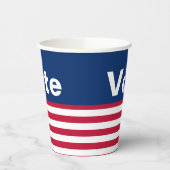 投票赤と青の文字とストライプ 紙コップ (左)