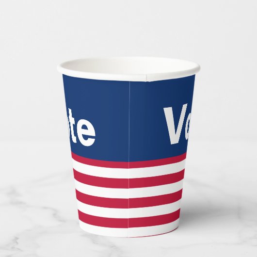 投票赤と青の文字とストライプ 紙コップ (右)