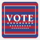 投票赤白青スターストライプズスクエアステッカー スクエアシール (正面)