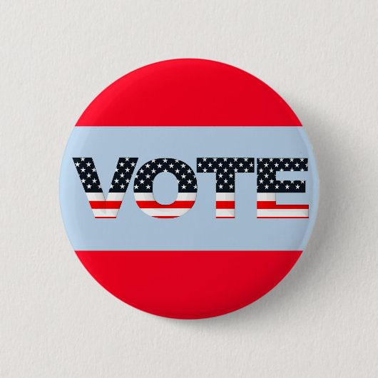 投票赤、白、青 缶バッジ (正面)
