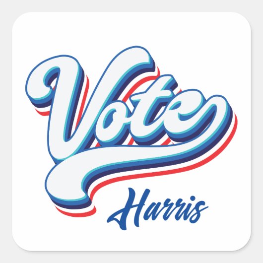 投票選択タイポグラフィ スクエアシール (正面)