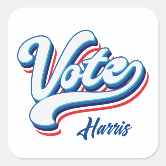 投票選択タイポグラフィ スクエアシール (正面)