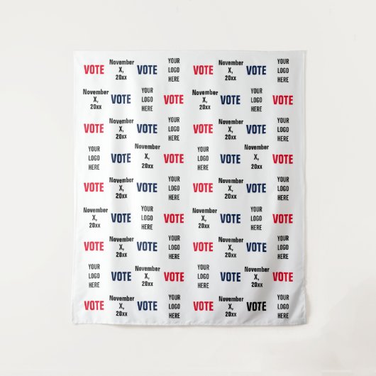 投票選挙キャンペーン ロゴ 自撮り 背景 タペストリー (正面)