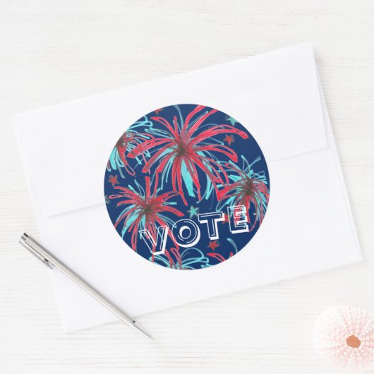投票選挙投票日USA投票Fireworks Patriotic ラウンドシール (封筒)