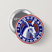 投票青い民主党員のレトロボタン 缶バッジ (正面&裏面)