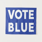 投票青くはっきりしたな文字の政治選挙 タペストリー (正面(横))