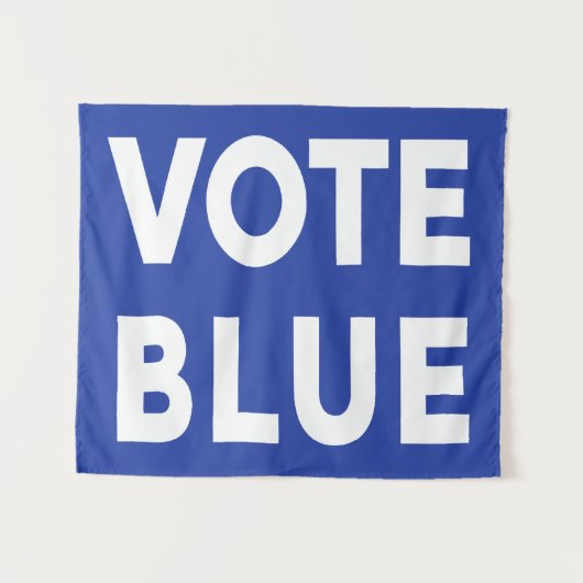 投票青くはっきりしたな文字の政治選挙 タペストリー (正面(横))