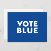 投票青はっきりしたモダンタイポグラフィ白 ポストカード (正面/裏面)