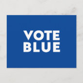投票青はっきりしたモダンタイポグラフィ白 ポストカード (正面)