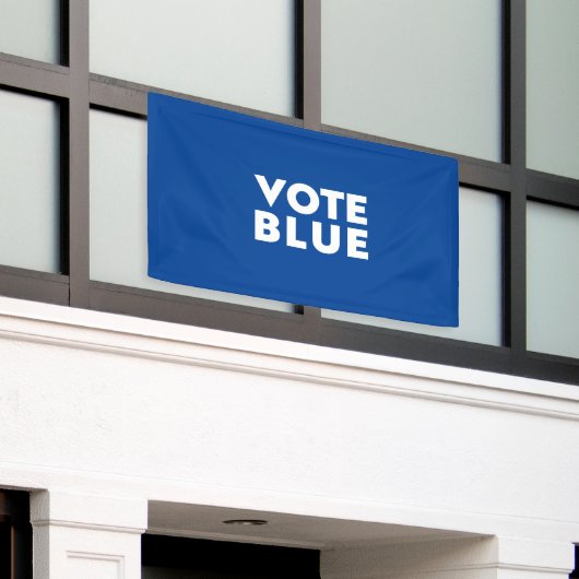 投票青ホワイトブルーモダンはっきりしたタイポグラフィ 横断幕 (ビルの外側)