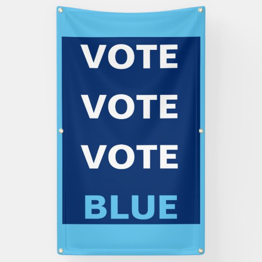 投票青色民主党自撮り背景背景 横断幕 (縦)