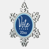 投票2024選挙五つ星ブルー非パルチザン スノーフレークピューターオーナメント (右)