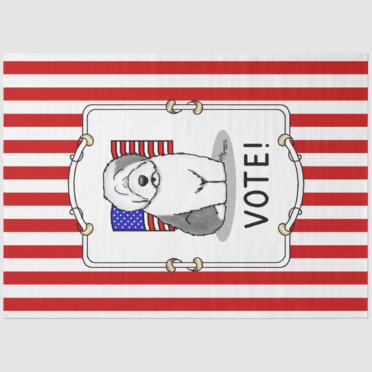 投票！オールドイングリッシュシェプドッググレー1かわいい政治 薄葉紙 (正面)