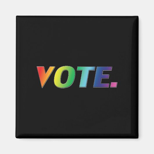 "投票"プライド, lgbtq, lgbtレインボーカラー黒 マグネット (正面)