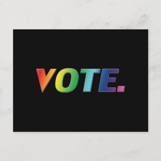 "投票"プライドlgbtq, lgbtレインボーカラー，ブラック ポストカード (正面)