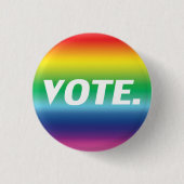 "投票"ホワイトレター、プライドlgbtレインボー 缶バッジ (正面)