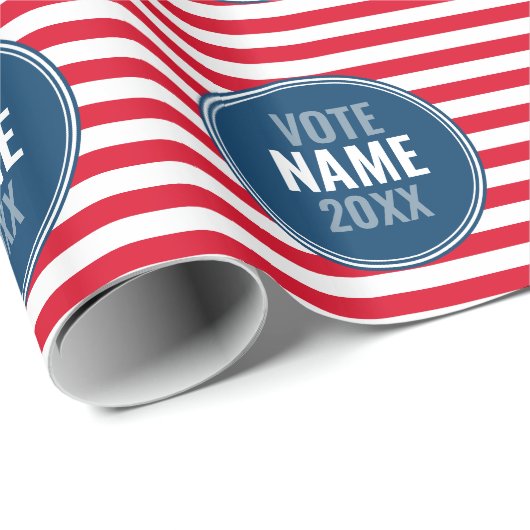 投票 – 名前キャンペーンの追加名門私立校風のストライプ数 ラッピングペーパー (ロールコーナー)