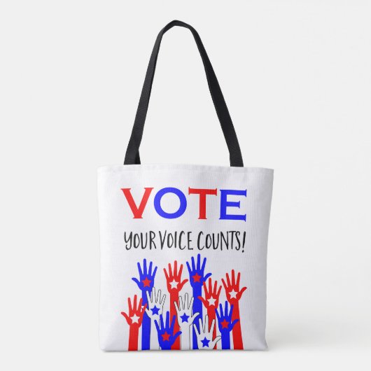 投票！君の声は数える！愛国的な手の星 トートバッグ (裏面)