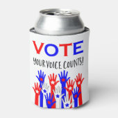 投票！君の声は数える！愛国的な手の星 缶クーラー (缶正面)
