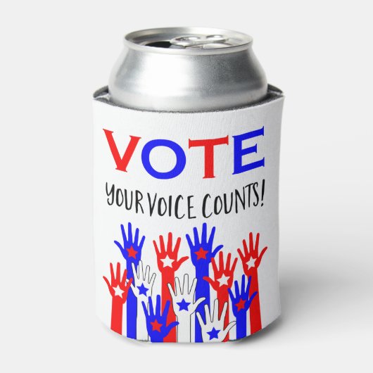 投票！君の声は数える！愛国的な手の星 缶クーラー (缶正面)