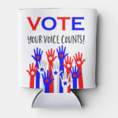 投票！君の声は数える！愛国的な手の星 缶クーラー (正面)