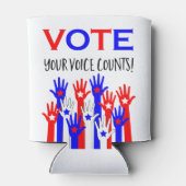 投票！君の声は数える！愛国的な手の星 缶クーラー (裏面)