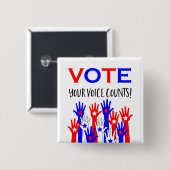 投票!君の声は数える!愛国的な手の星 缶バッジ (正面&裏面)