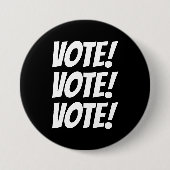 投票!投票!投票!カスタム文字とカラーズブラック 缶バッジ (正面)
