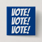 投票！投票！投票！カスタム文字とカラーズブルー 缶バッジ (正面)