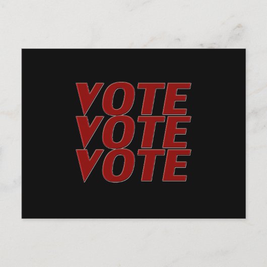 投票 投票 投票 赤 モダン タイポグラフィー 黒 ポストカード (正面)