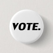 "投票"黒い文字、白い背景 缶バッジ (正面)