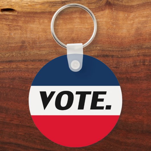 "投票"黒い文字、赤い青い白 キーホルダー (正面)