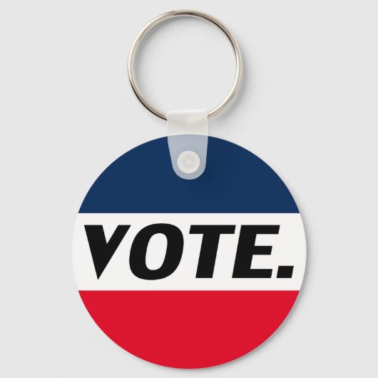 "投票"黒い文字、赤い青い背景 キーホルダー (正面)