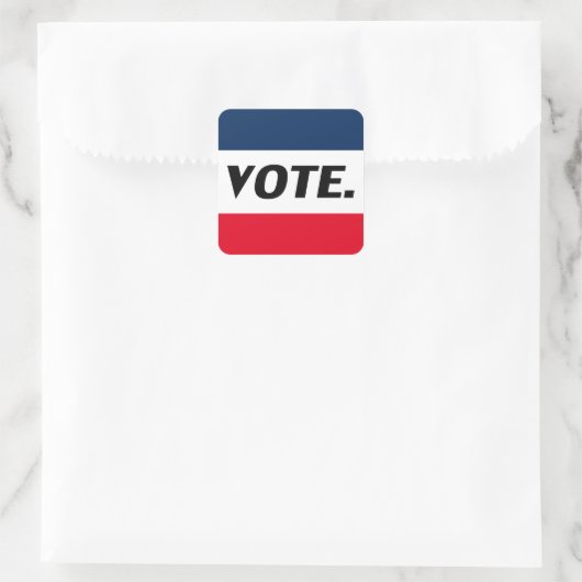 "投票"黒い文字、赤い青い背景 スクエアシール (バッグ)
