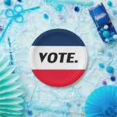 "投票"黒文字、赤い青の白いパーティー ペーパープレート (パーティー)