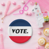 "投票"黒文字、赤い青の白いパーティー ペーパープレート (パーティー)