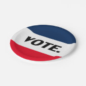 "投票"黒文字、赤い青の白いパーティー ペーパープレート (アングル)